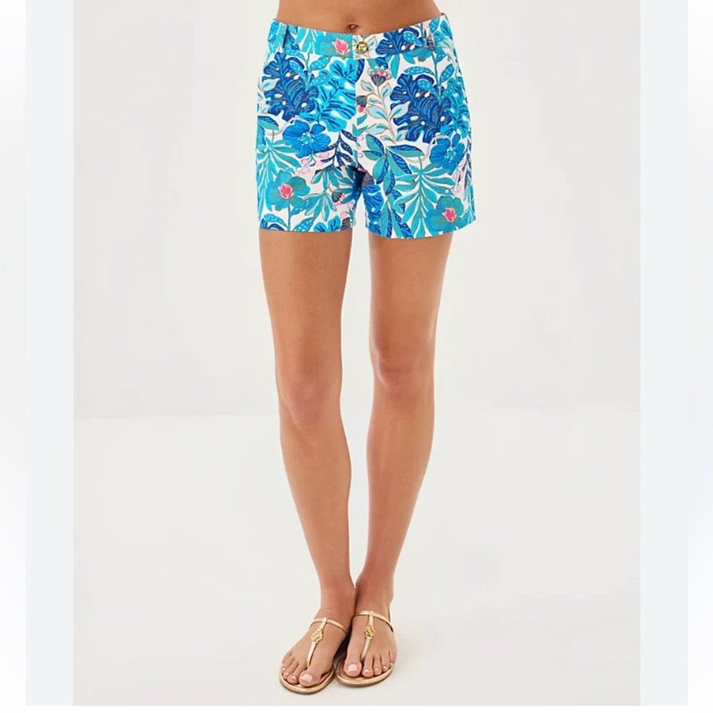 Lilly Pulitzer 5" Gretchen High Rise Short Breezy Aqua Best Fronds Forever 2025